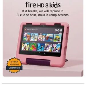 Amazon Pink Fire HD 8 Tablet with Protective Case and headphones!